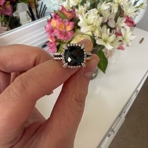 David Yurman Chaâtelaine Diamond Hampton Blue Topaz Ring Size 5 like New!